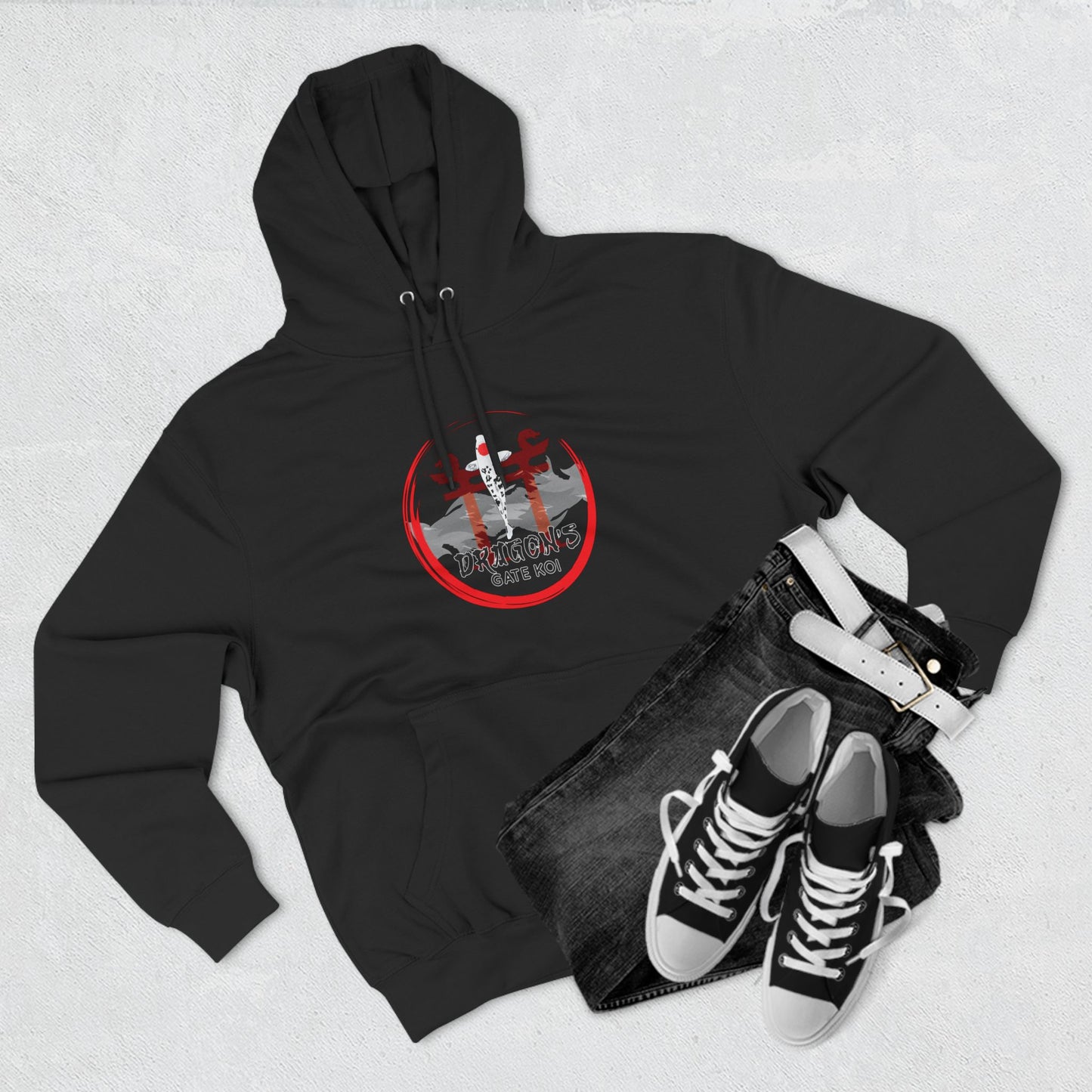 Dragon's Gate Koi Fleece Hoodie - Unisex - Cozy Streetwear