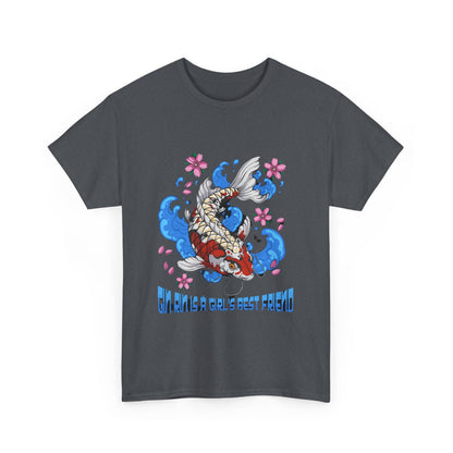 GinRin Is A Girl's Best Friend - Koi Fish Graphic Unisex Heavy Cotton Tee - Artistic Design with Cherry Blossoms