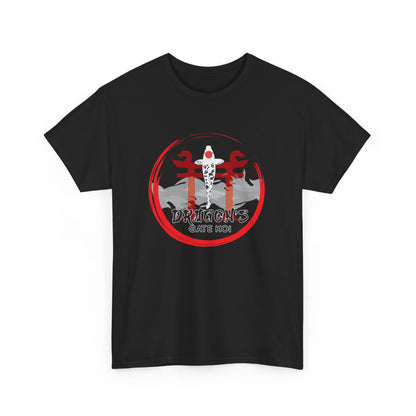 Dragon's Gate Koi Unisex Heavy Cotton Tee - Serene and Stylish Graphic T-Shirt