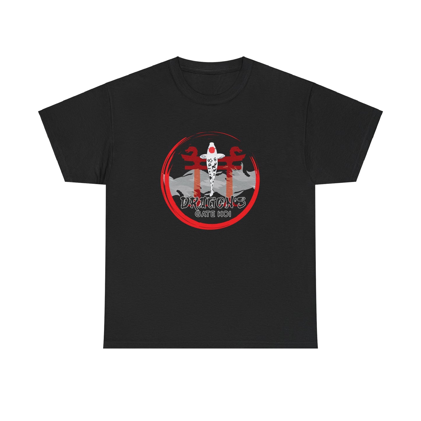 Dragon's Gate Koi Unisex Heavy Cotton Tee - Serene and Stylish Graphic T-Shirt