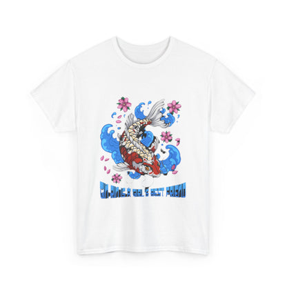 GinRin Is A Girl's Best Friend - Koi Fish Graphic Unisex Heavy Cotton Tee - Artistic Design with Cherry Blossoms